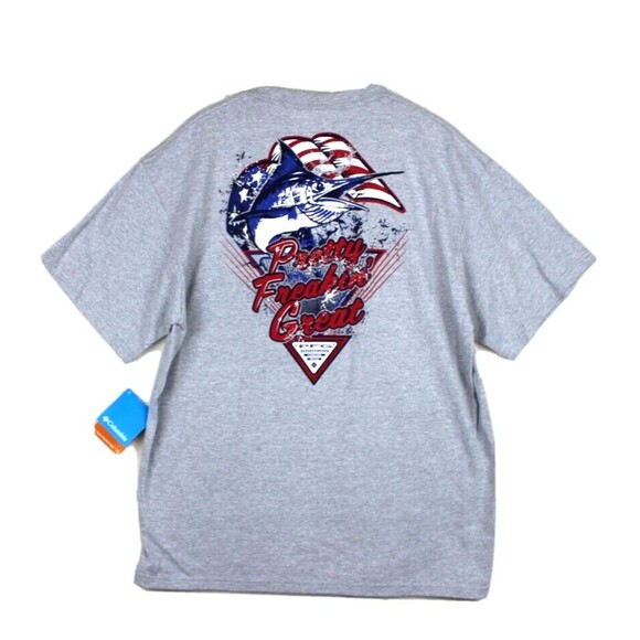 New Columbia Performance Fishing Gear Men's Grey Short Sleeve Tee X-Large Logo - Picture 8 of 8